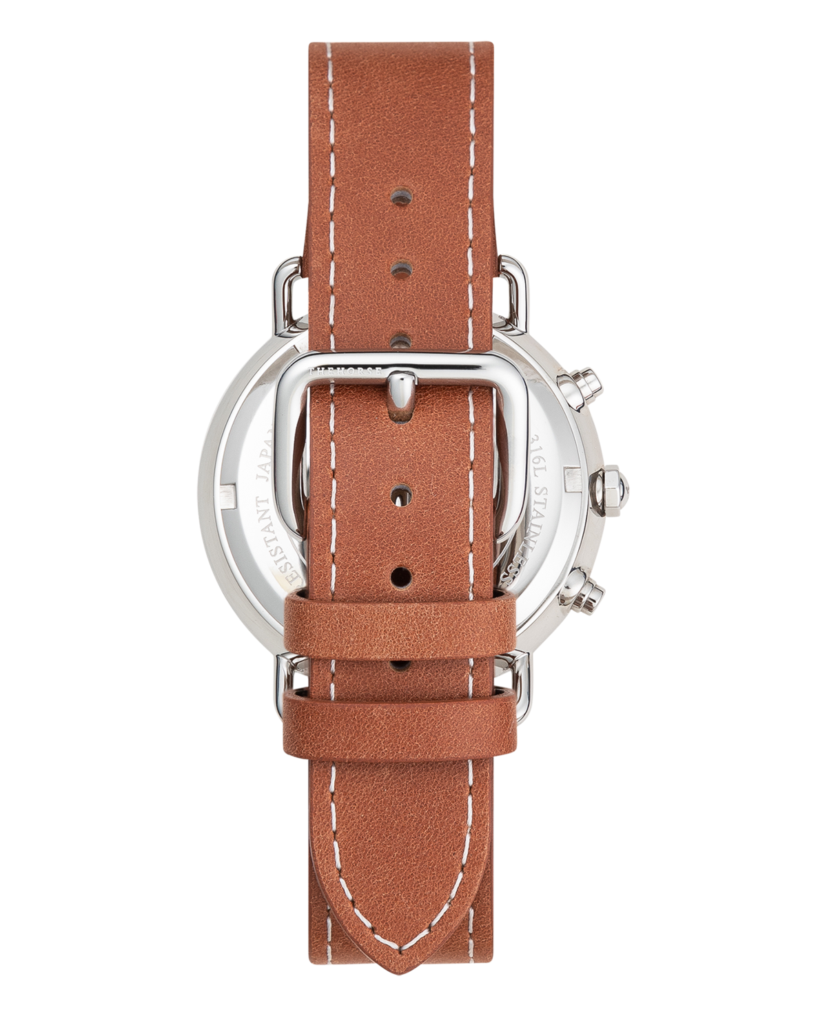 The horse watch chronograph leather strap Delugs - Crazy Horse Calfskin Watch Strap - Brown  main image 2