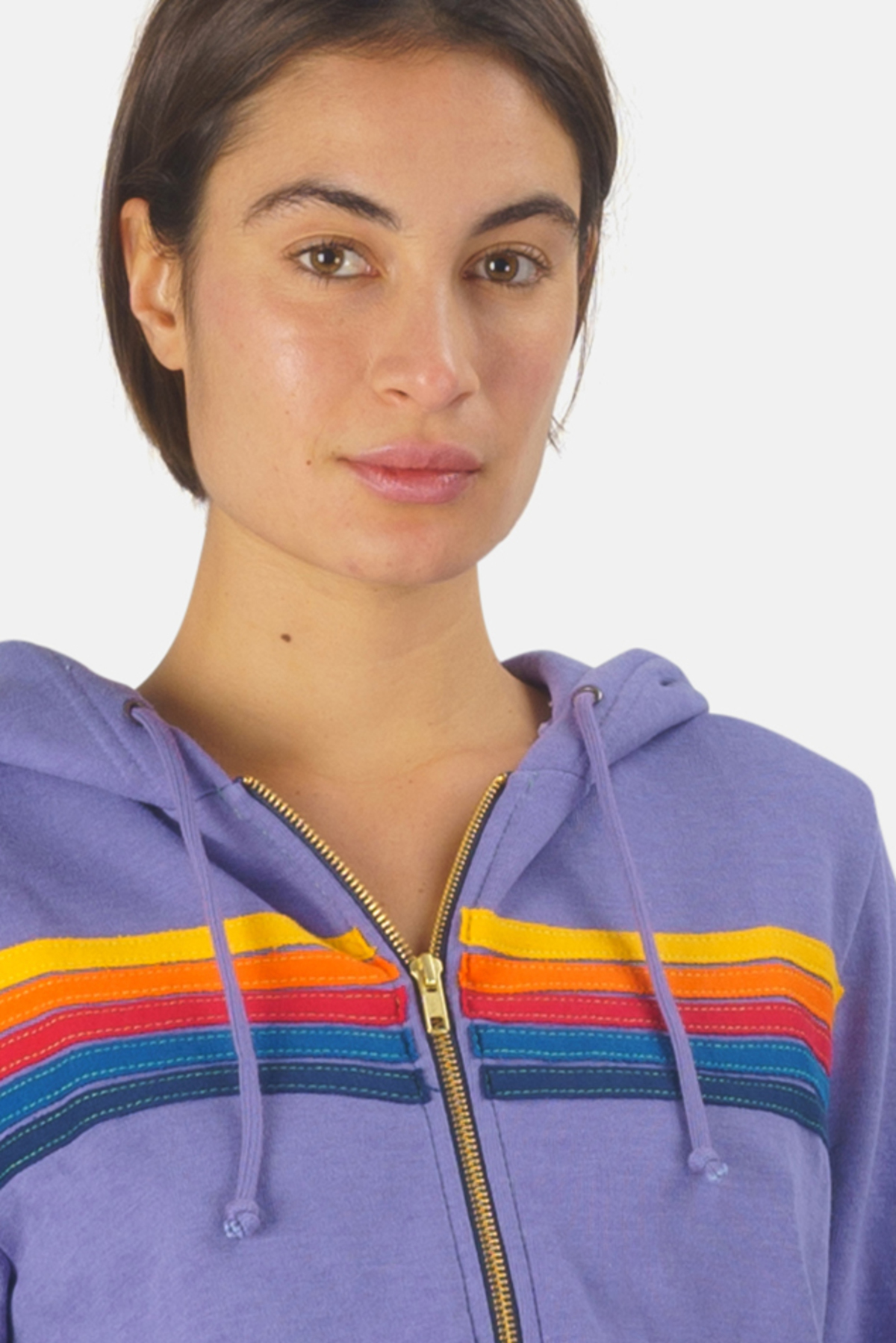 Aviator Nation 5 Stripe Zip Hoodie Lavender Garmentory