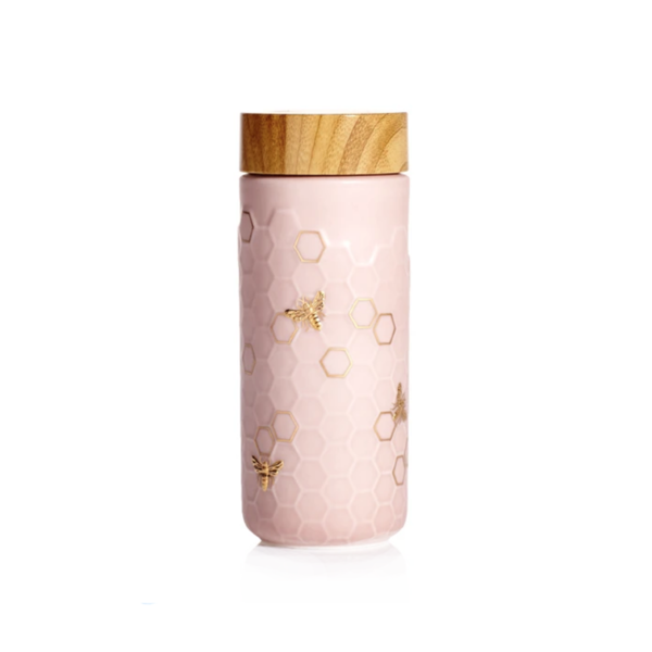 Acera Honey Bee Travel Mug - Pink/Gold Acera Honey Bee Travel Mug - Pink/Gold