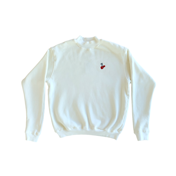 HVN Embroidered Cherry Mockneck sweater - White HVN Embroidered Cherry Mockneck sweater - White