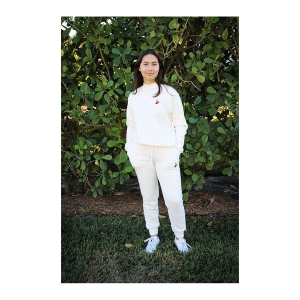 HVN Embroidered Cherry Mockneck sweater - White HVN Embroidered Cherry Mockneck sweater - White