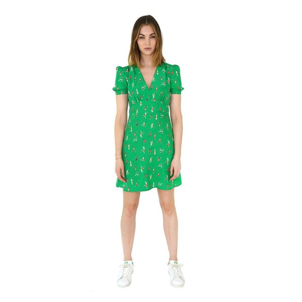 HVN Mini Paula Deep V Dress - green HVN Mini Paula Deep V Dress - green