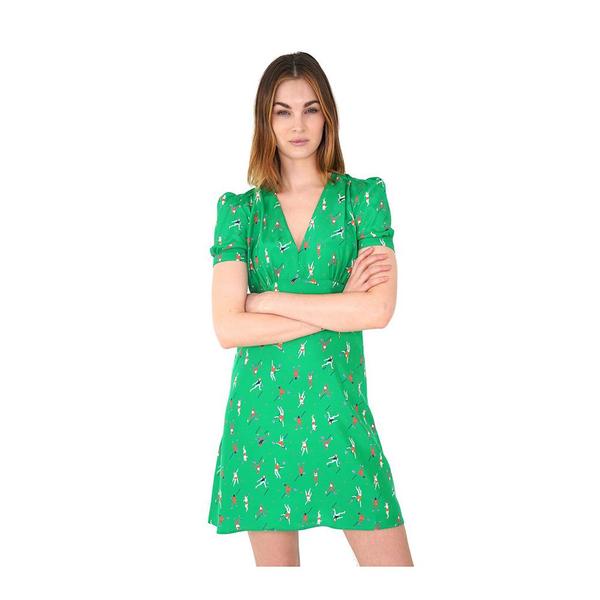 HVN Mini Paula Deep V Dress - green HVN Mini Paula Deep V Dress - green
