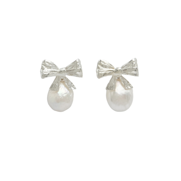 Mirit Weinstock Bows & Drops Pearl Earrings - Silver Mirit Weinstock Bows & Drops Pearl Earrings - Silver