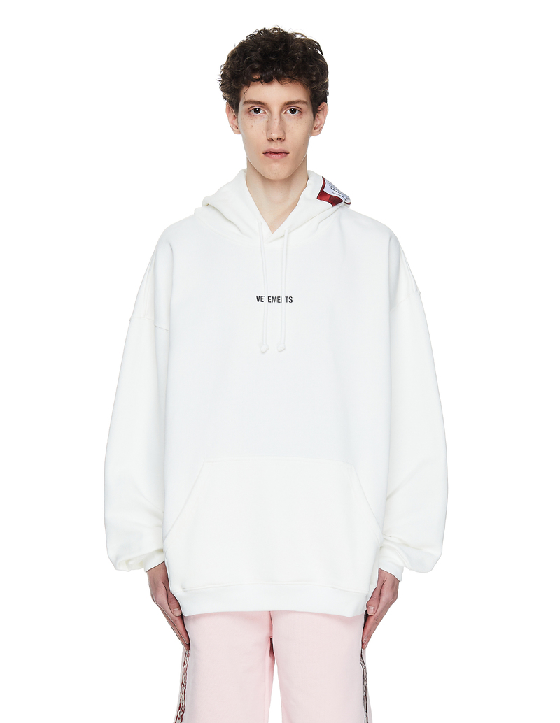 Vetements Logo & Patch Hoodie - White | Garmentory