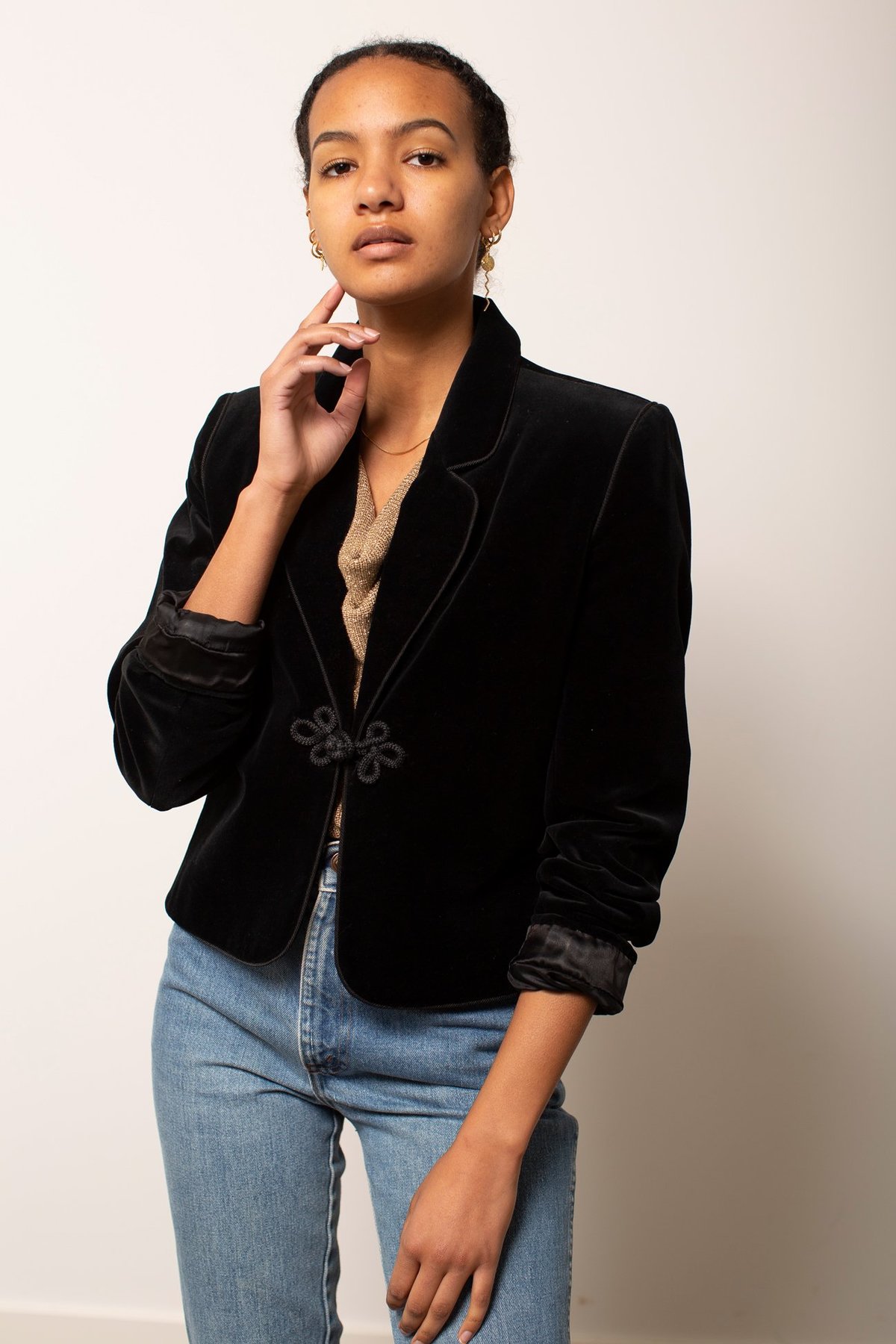 Cropped Velvet Blazer main image 1