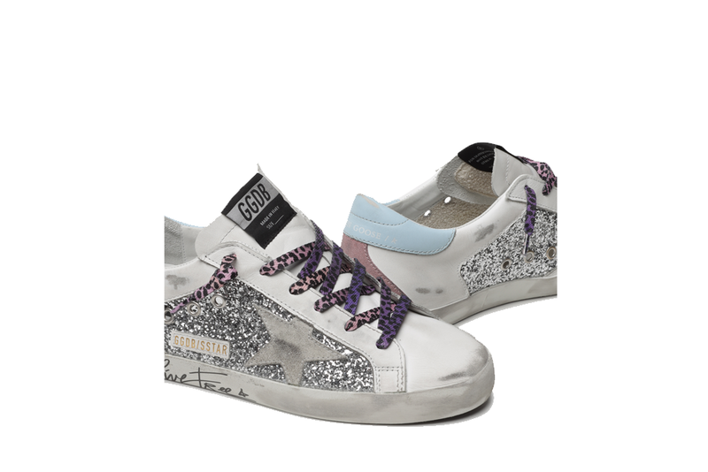 Golden Goose Super Star Glitter and Leather Upper Suede Star
