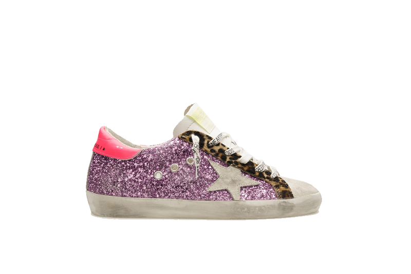 Golden Goose Super Star Glitter Upper Suede Star Leather