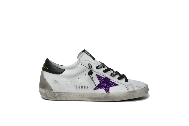 【GOLDEN 】Superstar Lettering Effect Sneakers Men's Super-Star with gold sparkle foxing and lettering