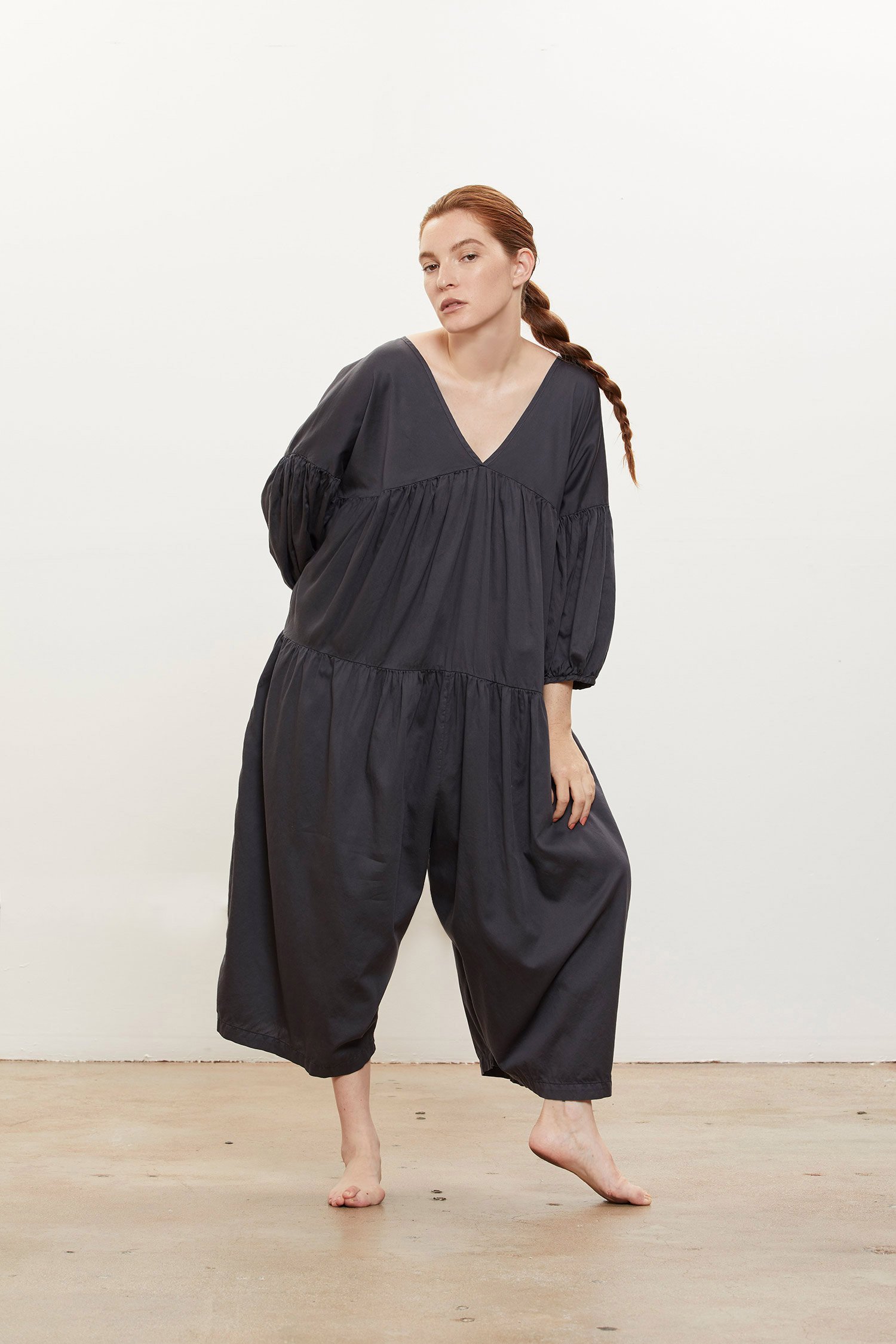 Black Crane Puff Jumpsuit Garmentory