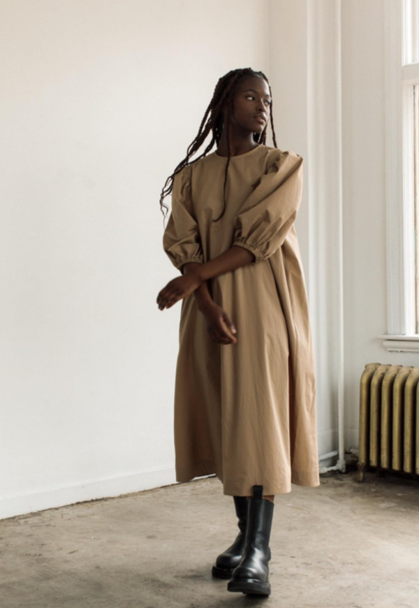 Bohme Puff Sleeve Dress - Latte | Garmentory Bohme Puff Sleeve Dress - Latte | Garmentory