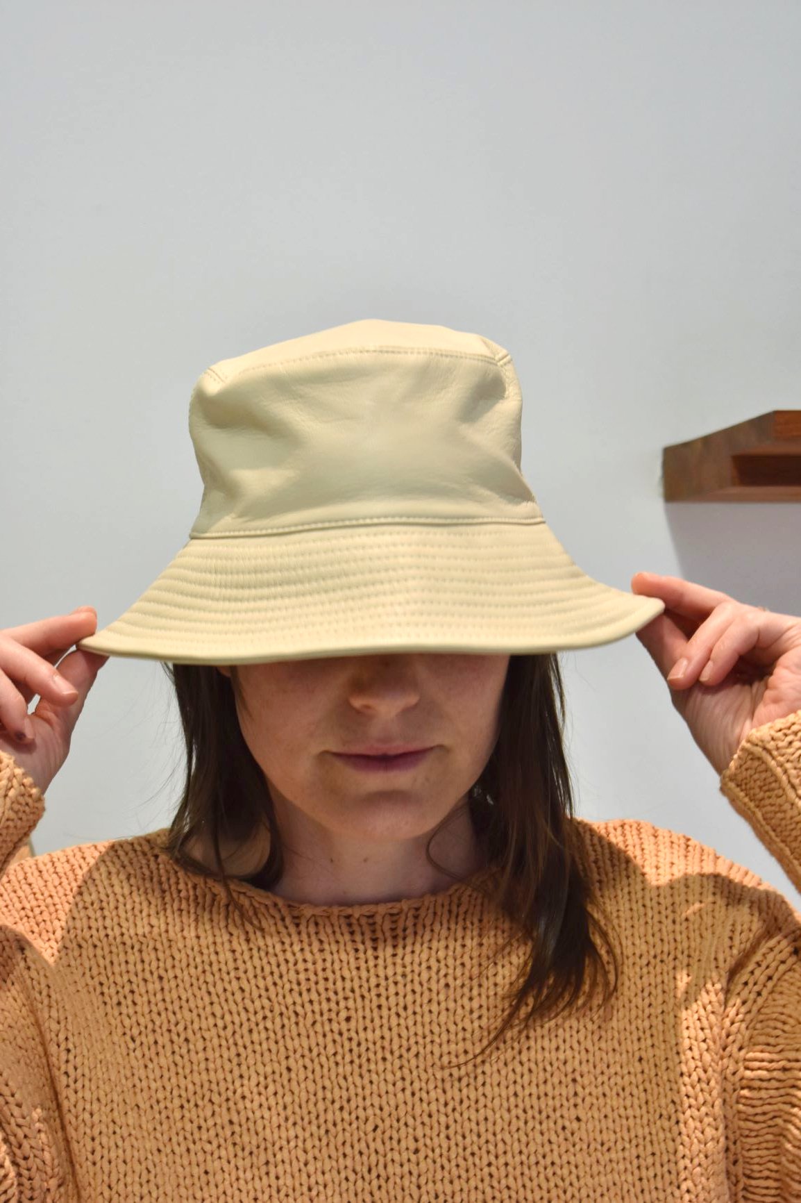 Clyde Lambskin Ebi Bucket Hat - Bone | Garmentory display picture 2