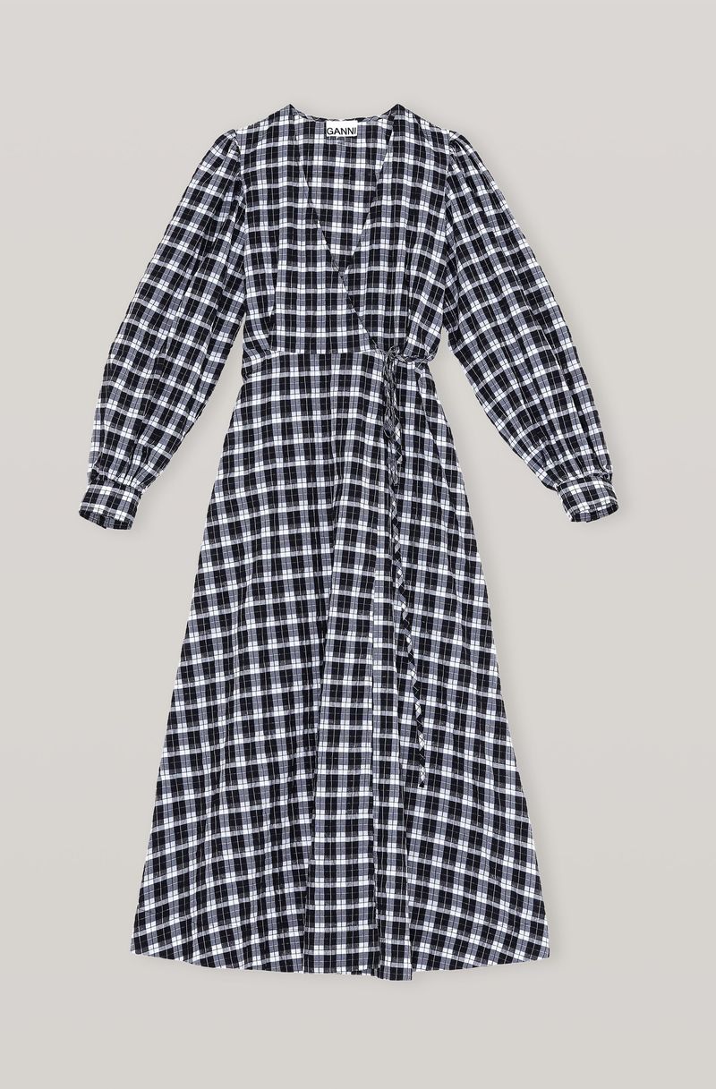Ganni Seersucker Wrap Dress | Garmentory