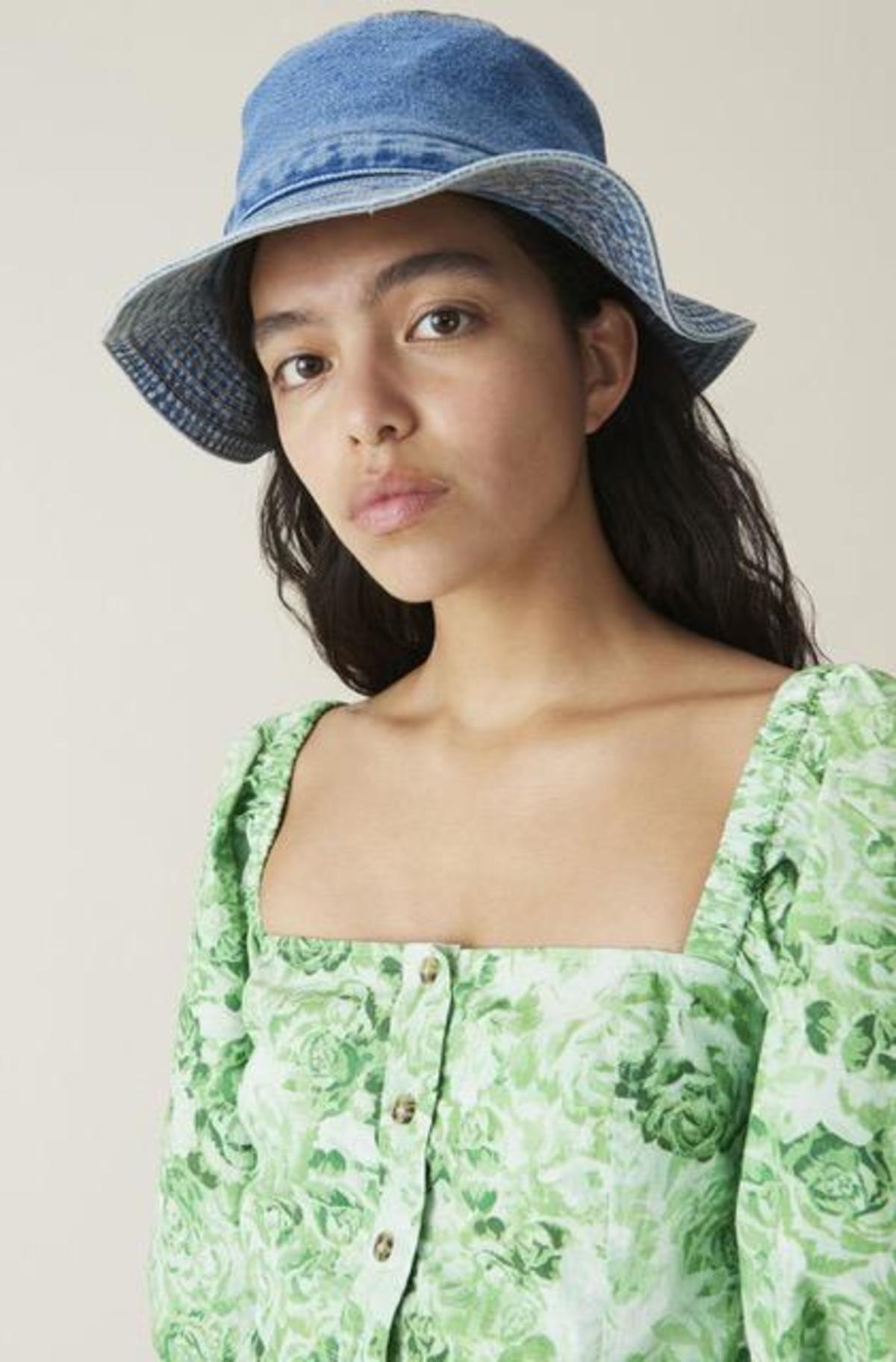 Ganni Washed Denim Hat | Garmentory
