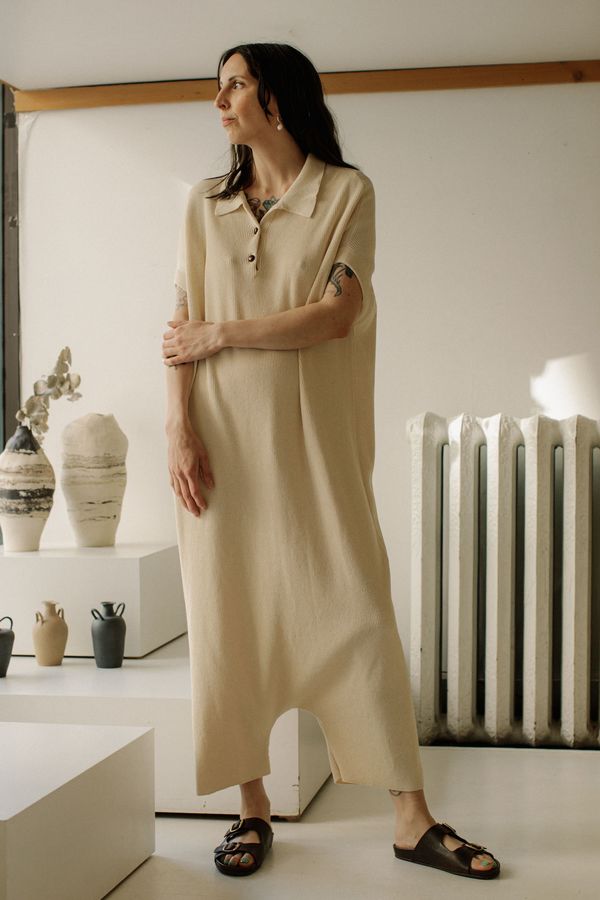 Monica Cordera Ribbed Knit Jumpsuit - Natural Monica Cordera Ribbed Knit Jumpsuit - Natural