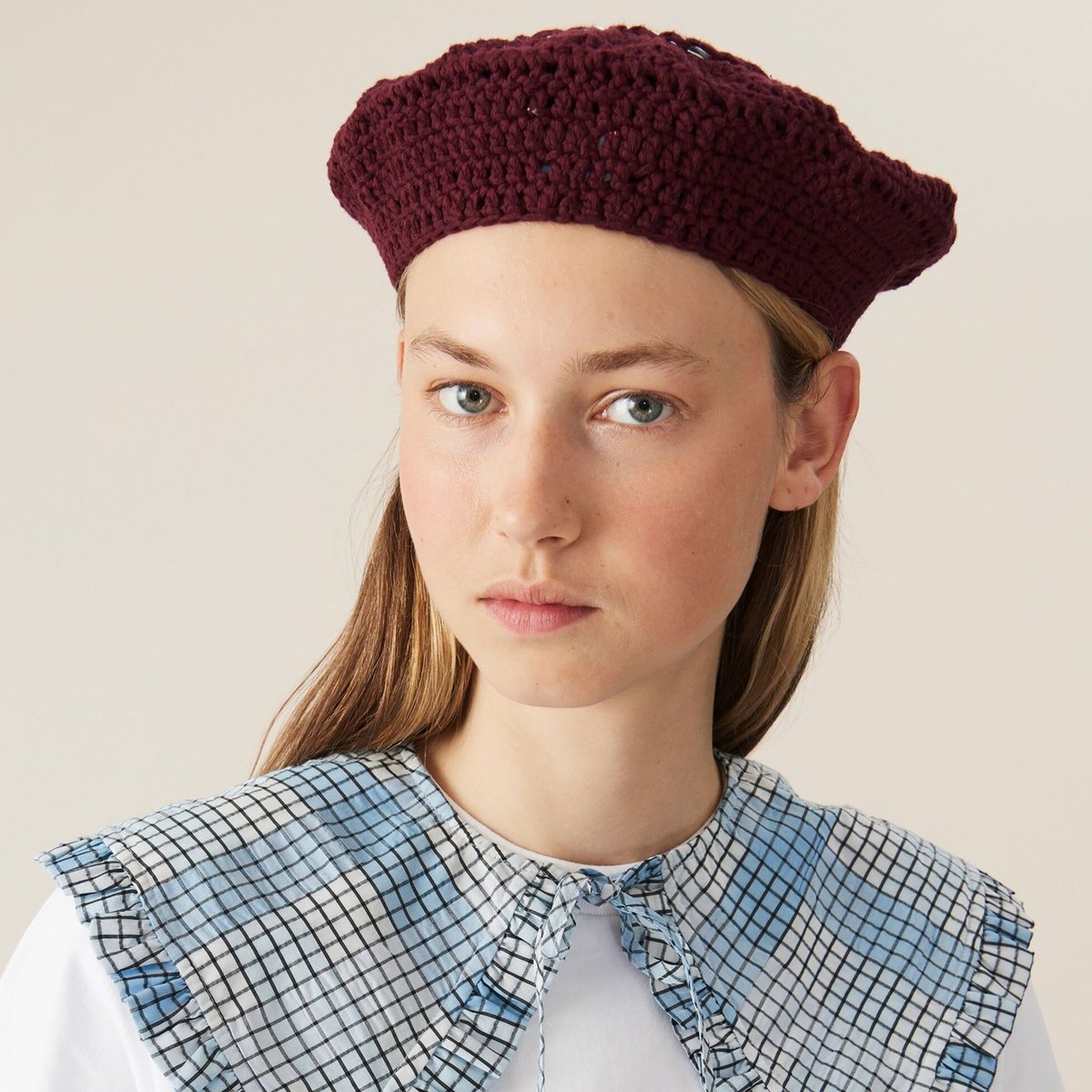 Ganni Cotton Knit Beret PORT Garmentory