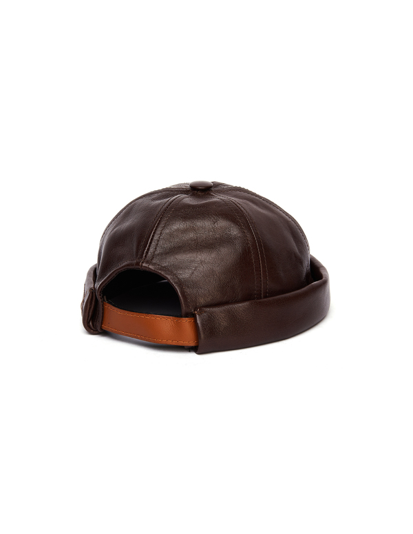 Comme des Garcons Beton Cire Leather Beanie Hat - Brown Comme des Garcons Beton Cire Leather Beanie Hat - Brown