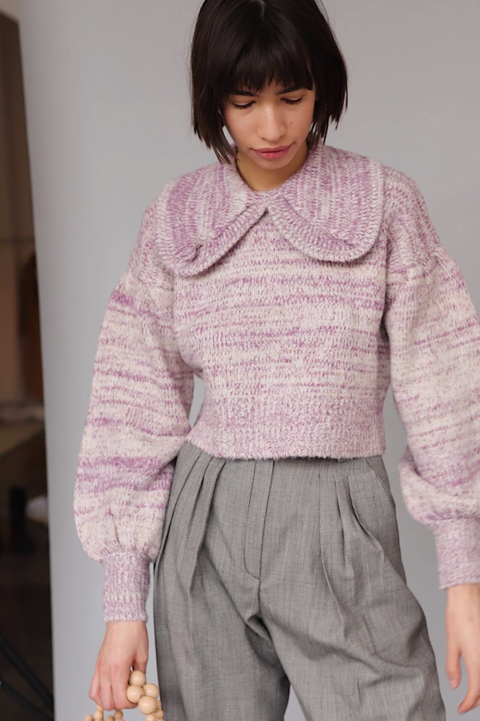 Shampoo Peter Pan Collar Knit Sweater Berry Garmentory