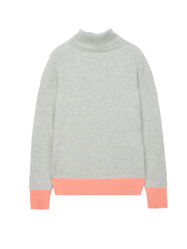 Turtleneck Slimfit Sweater_CB_LightGrey/Coral Pink Turtleneck Slimfit Sweater_CB_LightGrey/Coral Pink