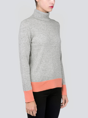 Turtleneck Slimfit Sweater_CB_LightGrey/Coral Pink Turtleneck Slimfit Sweater_CB_LightGrey/Coral Pink