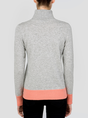 Turtleneck Slimfit Sweater_CB_LightGrey/Coral Pink Turtleneck Slimfit Sweater_CB_LightGrey/Coral Pink