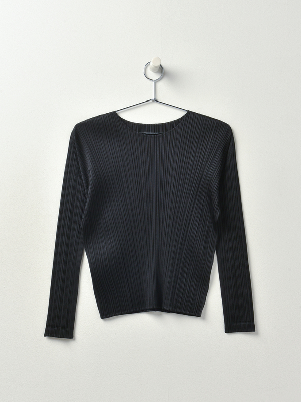 Pleats Please by Issey Miyake Monthly Color Crewneck Top - Black Pleats Please by Issey Miyake Monthly Color Crewneck Top - Black