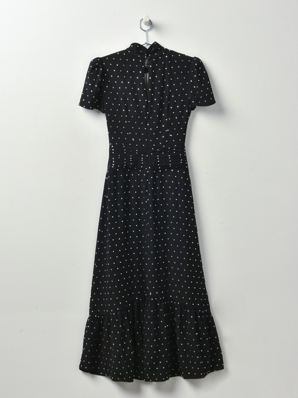 knee length dresses for ladies Black Crepe Contrast Frill Midi Dress  self-portrait