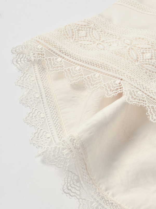 Self Portrait Lace Trimmed Mini Dress - Ivory | Garmentory