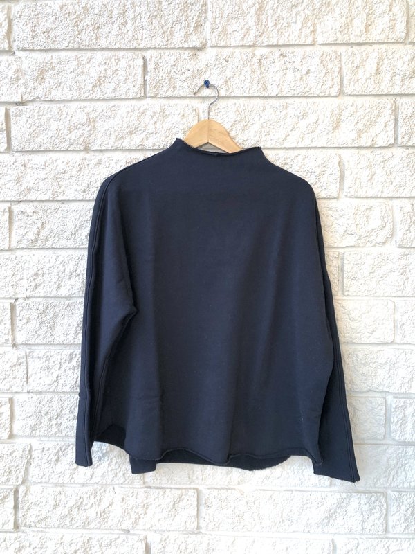 Frank & Eileen LONG SLEEVE FUNNEL NECK CAPELET TOP - BRITISH NAVY Frank & Eileen LONG SLEEVE FUNNEL NECK CAPELET TOP - BRITISH NAVY