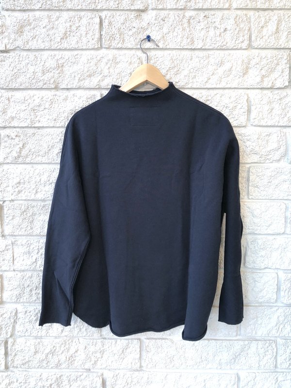 Frank & Eileen LONG SLEEVE FUNNEL NECK CAPELET TOP - BRITISH NAVY Frank & Eileen LONG SLEEVE FUNNEL NECK CAPELET TOP - BRITISH NAVY