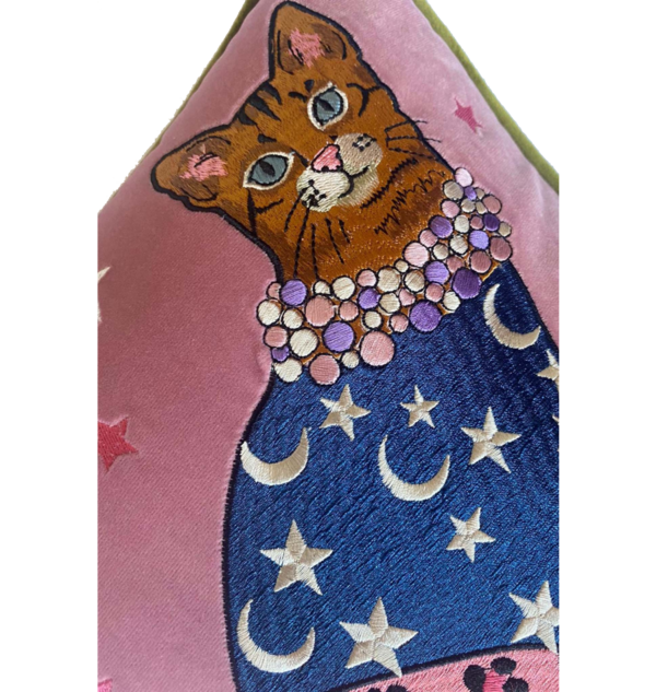 Karen Mabon Cat Embroidered Cushion - Moons Karen Mabon Cat Embroidered Cushion - Moons