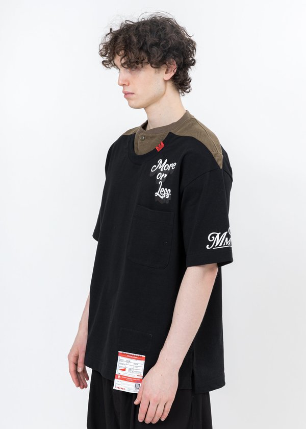 Mihara Yasuhiro Henly Neck Docking T-shirt - Black Mihara Yasuhiro Henly Neck Docking T-shirt - Black