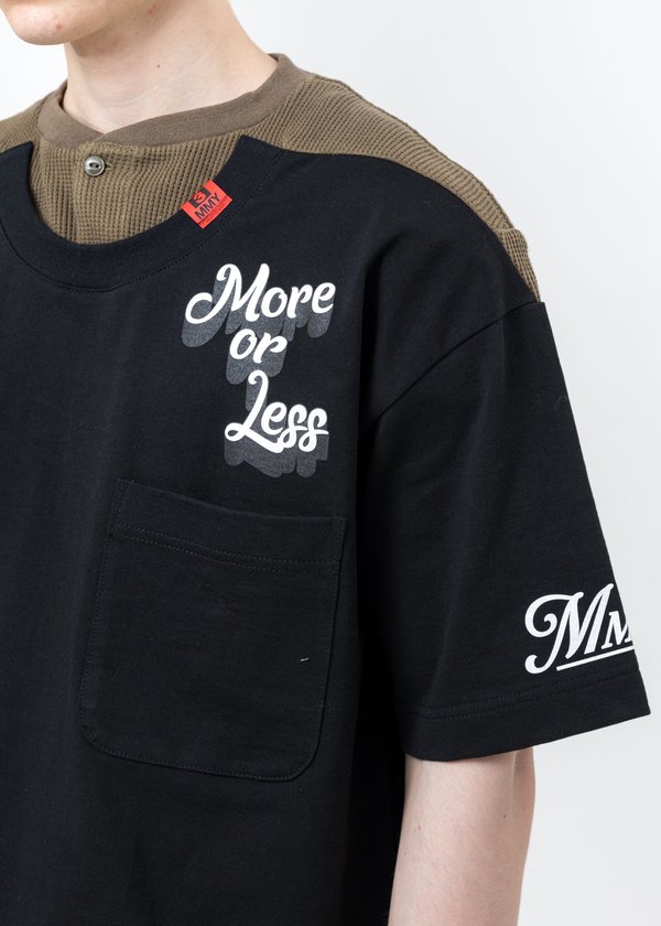 Mihara Yasuhiro Henly Neck Docking T-shirt - Black Mihara Yasuhiro Henly Neck Docking T-shirt - Black