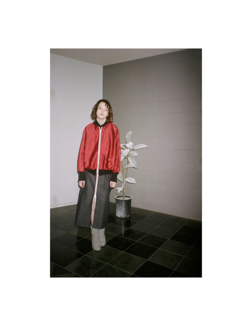 Alexa Stark Red Silk Bomber Jacket Alexa Stark Red Silk Bomber Jacket