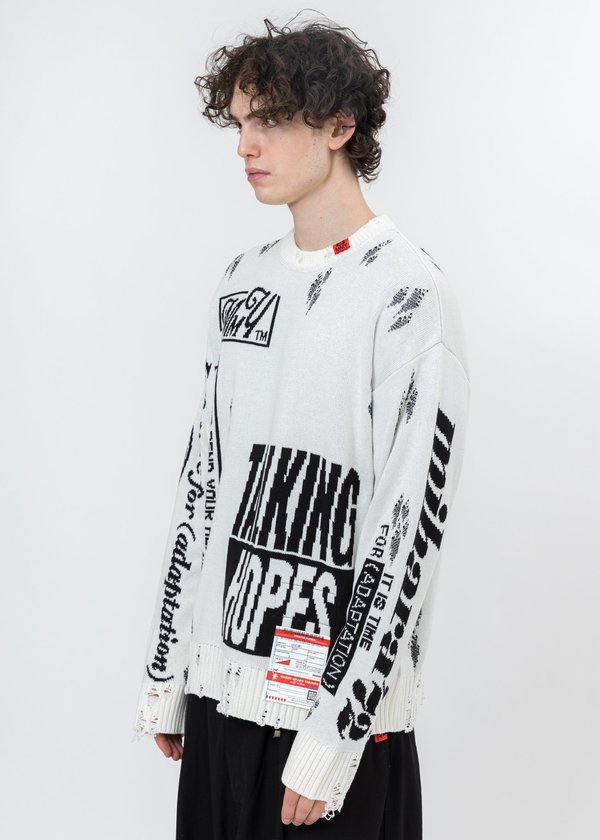 Mihara Yasuhiro Jacquard Knit Sweater - White Mihara Yasuhiro Jacquard Knit Sweater - White