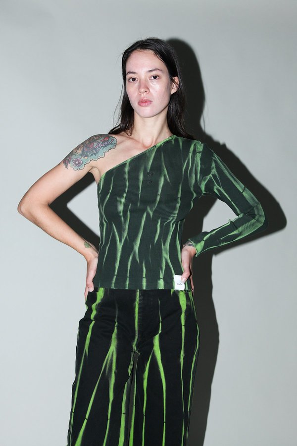 Pierced Reversible Asymmetrical Long Sleeve Rib in Jupiter Dye Pierced Reversible Asymmetrical Long Sleeve Rib in Jupiter Dye