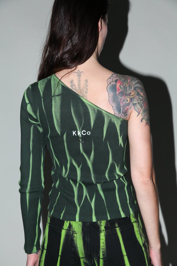 Pierced Reversible Asymmetrical Long Sleeve Rib in Jupiter Dye Pierced Reversible Asymmetrical Long Sleeve Rib in Jupiter Dye