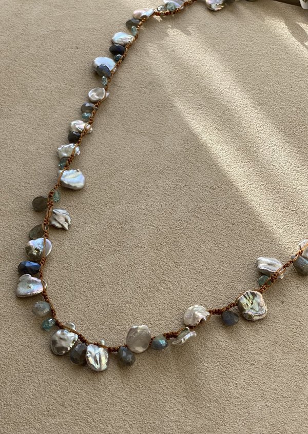 Lena Skadegard Keshi Pearl and Labradorite Necklace - Grey Lena Skadegard Keshi Pearl and Labradorite Necklace - Grey