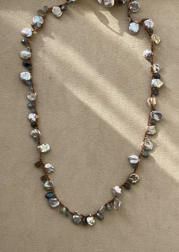 Lena Skadegard Keshi Pearl and Labradorite Necklace - Grey Lena Skadegard Keshi Pearl and Labradorite Necklace - Grey