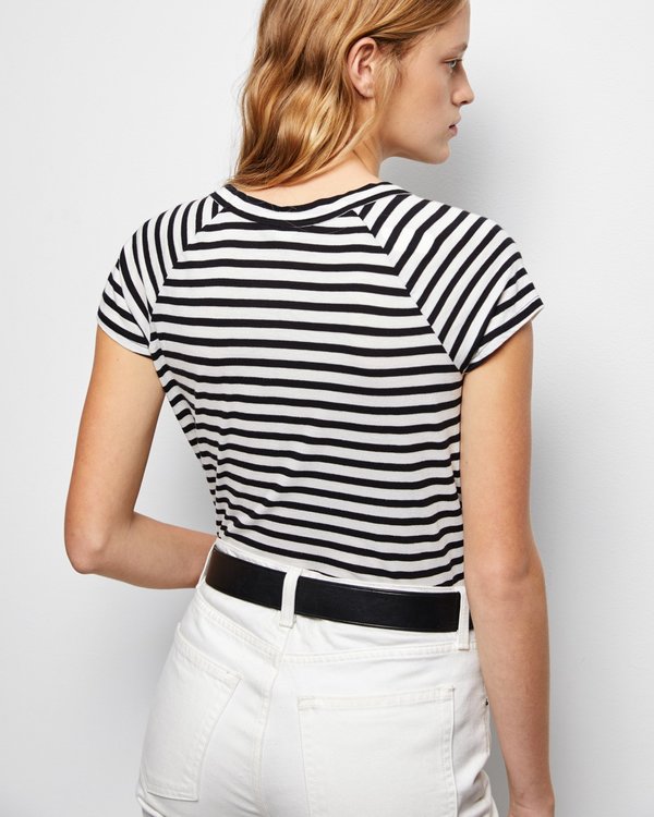 Nili Lotan Short Sleeve Baseball Tee - Black/White Stripe Nili Lotan Short Sleeve Baseball Tee - Black/White Stripe