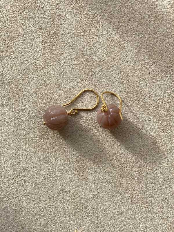 Lena Skadegard Carved Moonstone Earrings - 18k/Pink Lena Skadegard Carved Moonstone Earrings - 18k/Pink