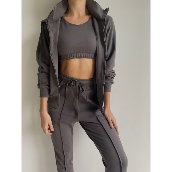 French Terry Crop Tank in Pavement Grey French Terry Crop Tank in Pavement Grey
