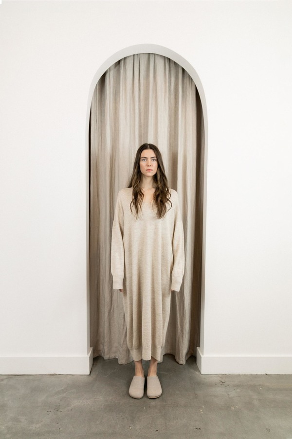 Lauren Manoogian Wide V Neck Dress - Hessian | Garmentory