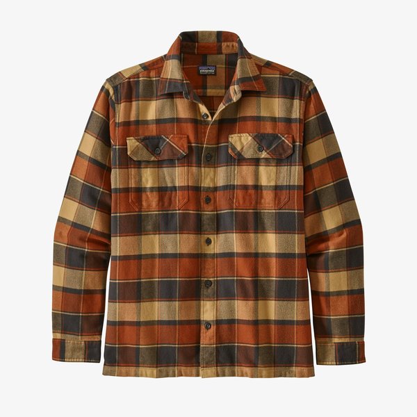 Patagonia Men's Long-Sleeved Fjord Flannel Shirt - Plots/Burnished Red Patagonia Men's Long-Sleeved Fjord Flannel Shirt - Plots/Burnished Red