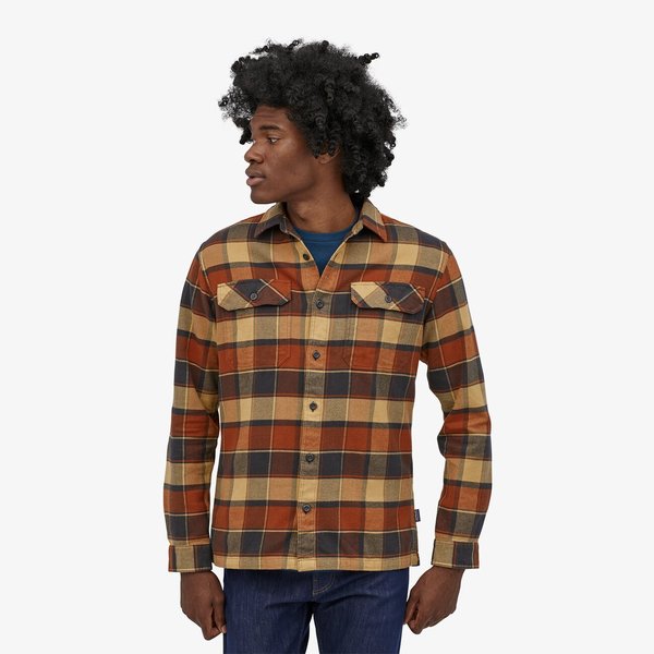 Patagonia Men's Long-Sleeved Fjord Flannel Shirt - Plots/Burnished Red Patagonia Men's Long-Sleeved Fjord Flannel Shirt - Plots/Burnished Red