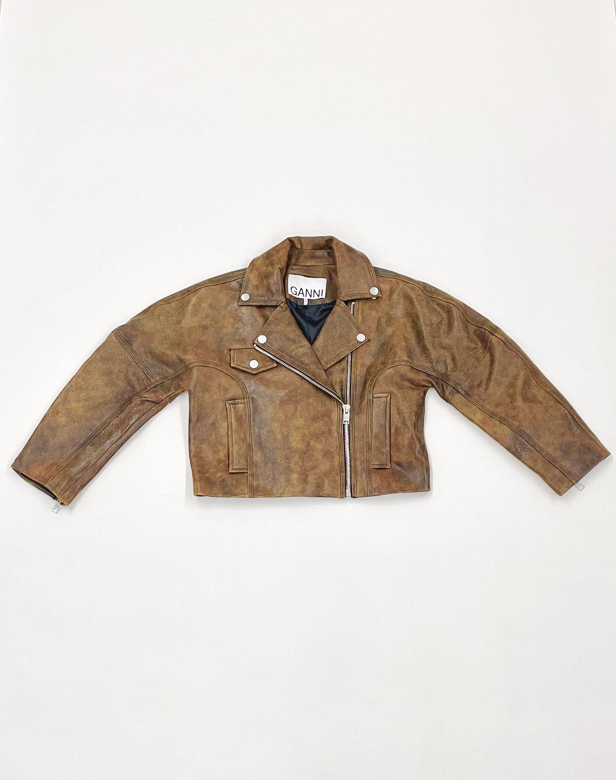 Ganni Leather Short Jacket - Cognac | Garmentory