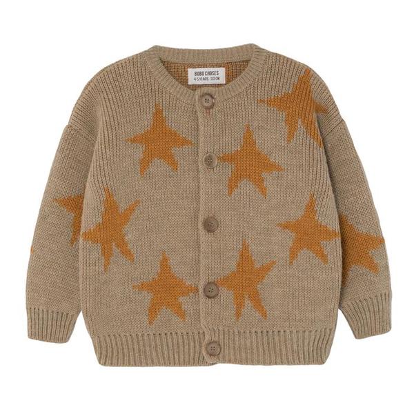 KIDS UNISEX Bobo Choses Child Cardigan - Jacquard Yellow Stars Brown KIDS UNISEX Bobo Choses Child Cardigan - Jacquard Yellow Stars Brown