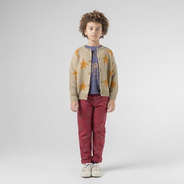 KIDS UNISEX Bobo Choses Child Cardigan - Jacquard Yellow Stars Brown KIDS UNISEX Bobo Choses Child Cardigan - Jacquard Yellow Stars Brown