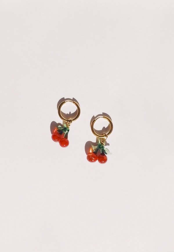 Ninfa Handmade Cherries Hoops - Gold Ninfa Handmade Cherries Hoops - Gold