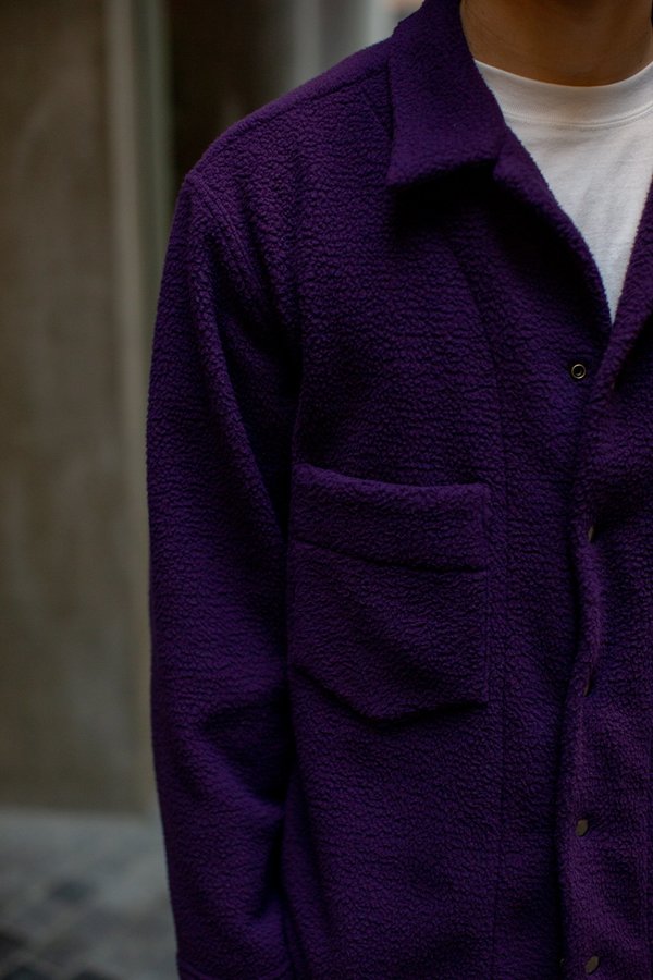 FOUR HORSEMEN Asymmetric Fleece Overshirt - Purple/Oatmeal FOUR HORSEMEN Asymmetric Fleece Overshirt - Purple/Oatmeal